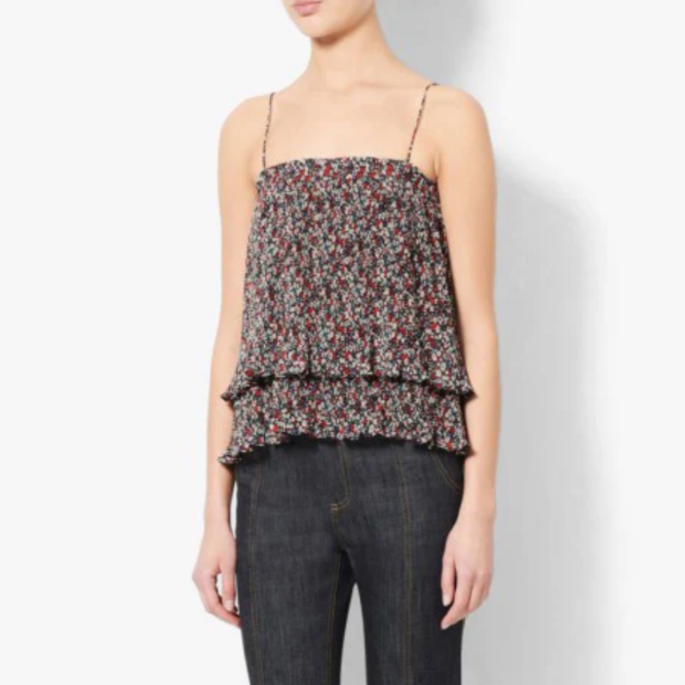 Derek Lam 10 Crosby Floral Pleated‎ Layered Tank Top Size 4